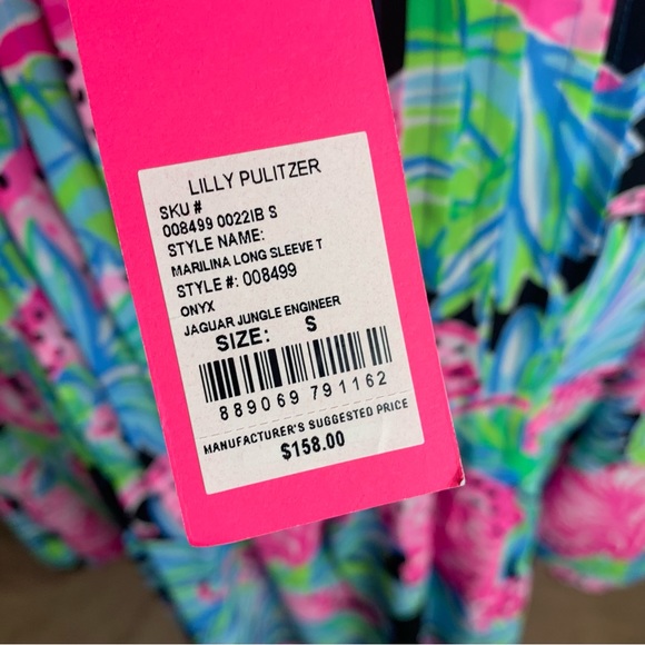 NEW Lilly Pulitzer Marilina Long Sleeve Tunic Onyx Jaguar Jungle Enginee… - Picture 9 of 11